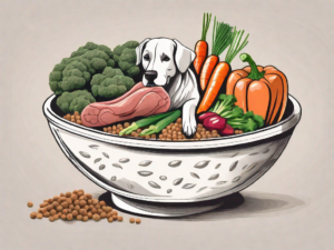 A variety of natural dog food ingredients (like meat