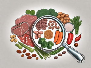 Various types of dog food ingredients like meat