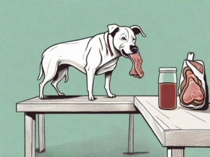 A curious dog sniffing an arby's roast beef sandwich placed on a table