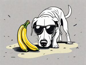 A curious dog sniffing a banana pepper lying on the ground