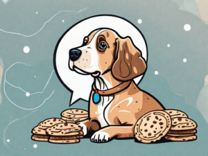 A curious dog sitting in front of an open chips ahoy cookie package