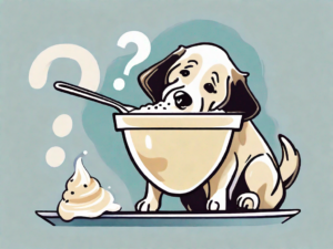 A curious dog sniffing at a bowl of frozen custard