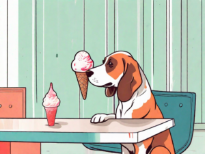 A curious dog looking at a bomb pop ice cream on a table