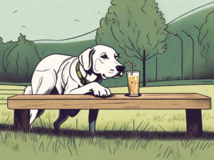 A curious dog sniffing a nature valley bar that's resting on a grassy outdoor setting