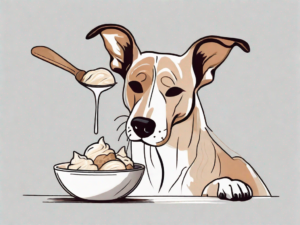 A curious dog sniffing a bowl of oat milk ice cream