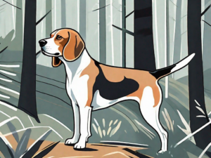 A beagle dog in an outdoor setting